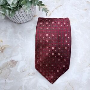 Jos. A. Bank Burgundy Geometric Silk Tie 58 1/2" X 4"